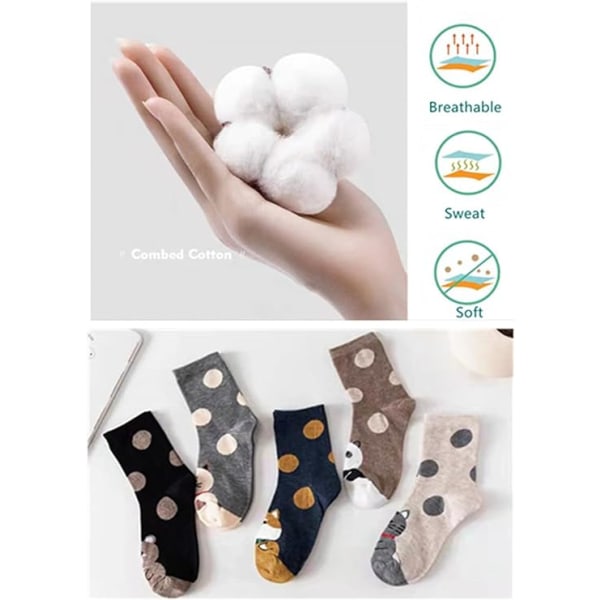 5 Pairs Novelty Socks Women Animal Socks, Women Cotton Socks Girl