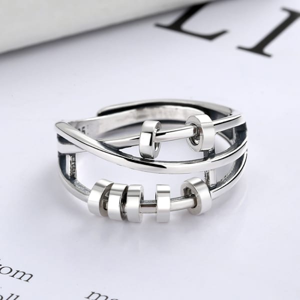 Sterling sølv mode temperament kvinde tre-ring agile indeks