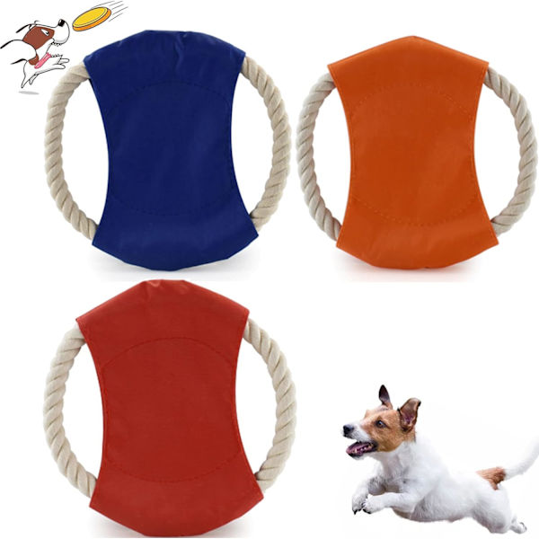 3-pack Hundfrisbee Flygande Skivor Rep Bomulls Frisbee för Hundar