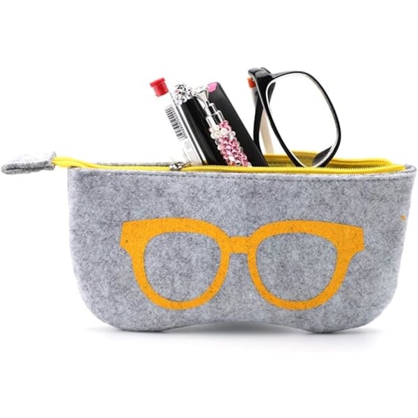 4-pack bärbar glasögonväska Case Mjuk filt dragkedja Glasögonväska Sminkförvaringspåse