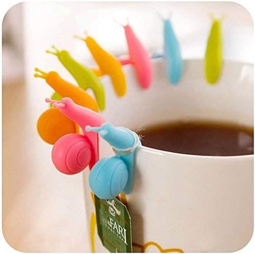 Sett med 6 snegleformede silikonteposeholdere, godteri, teinfuser