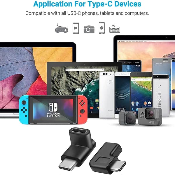 2 stk 90 Graders USB-C Type C Hann til Hunn Adapter, Opp og Ned DXGHC