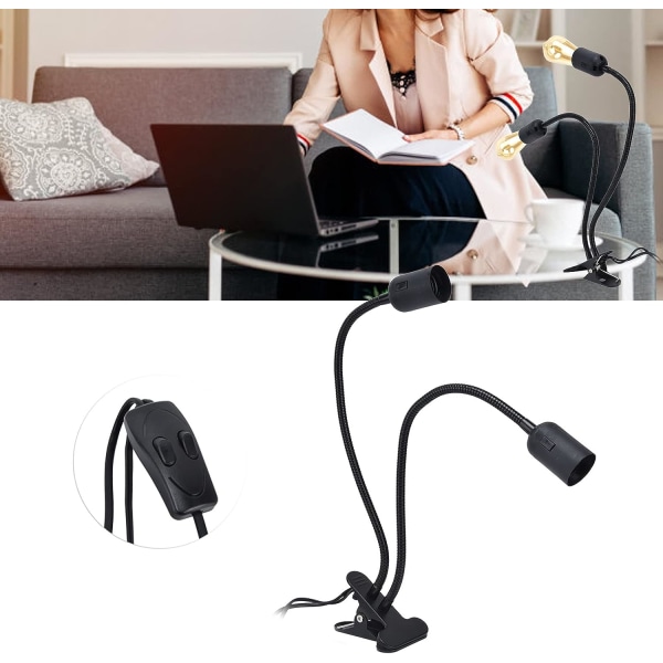 Kirjanpidike, E27 LED-valaisin joustavalla kaulalla ja mini