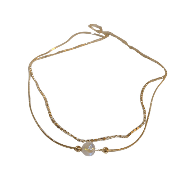 Pärlkedja flerlagers halsband vintage design känsla nyckelben