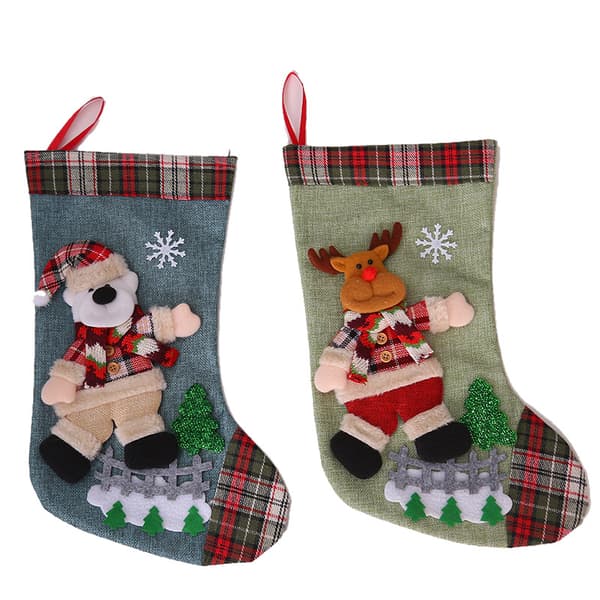 4 stk. Nye Julepynt Tartan Linned Dansende Dukke Gave