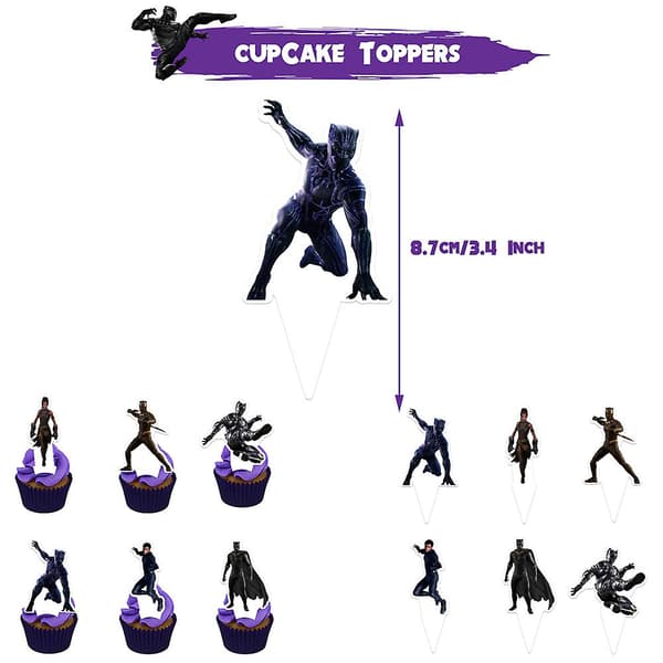 Black Panther Tema Bursdagsfest Tilbehør Ballonger Banner Kakepynt Dekor