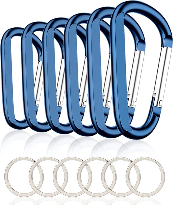 6 st Navy Karabinerklämmor, 3 tum Stor Aluminium D-Ring Form