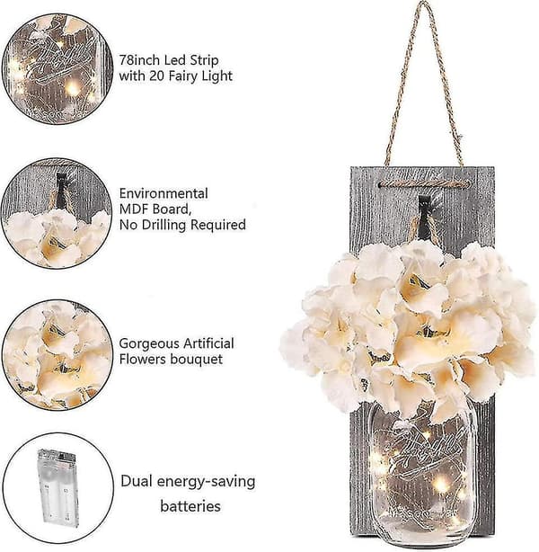 Rustik vägglampa, Rustik Led Fairy String Light Heminredning DXGHC