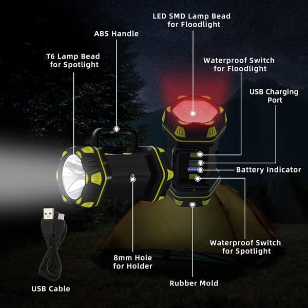 Tehokas Ladattava LED-Leirilyhty 8 Tilaa Telttalyhty M