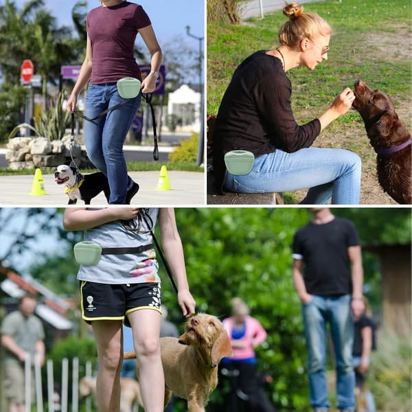 （Blå）Hundegodbitpose - Bærbar Silikon Treningspose for Hunder