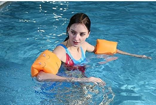 （Orange）Uppblåsbara simarmband, ringar, flottörer, rör, armband för K