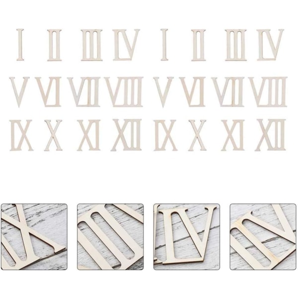 24 stycken/ 2 set oavslutade träbokstäver romerska siffror Trä C
