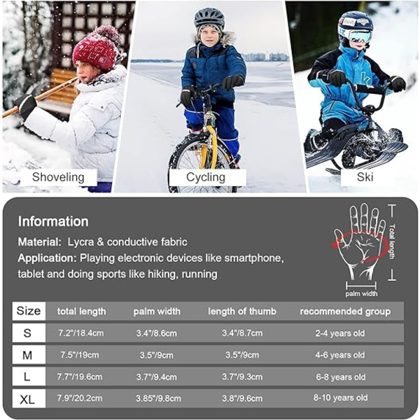 Vintersportcykelhandskar för barn, Thermal Fleece Liner Windp