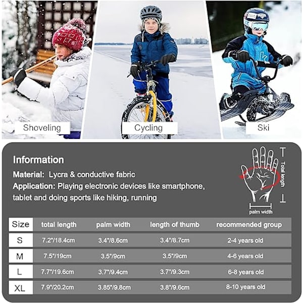 Vintersportscykelhandskar för barn, termiskt fleecefoder Vindskydd