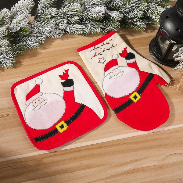 Julugnsvantar och grytlappar Värmebeständig Santa Embr DXGHC