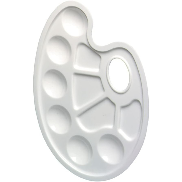 Hvid oval plastik malepalette