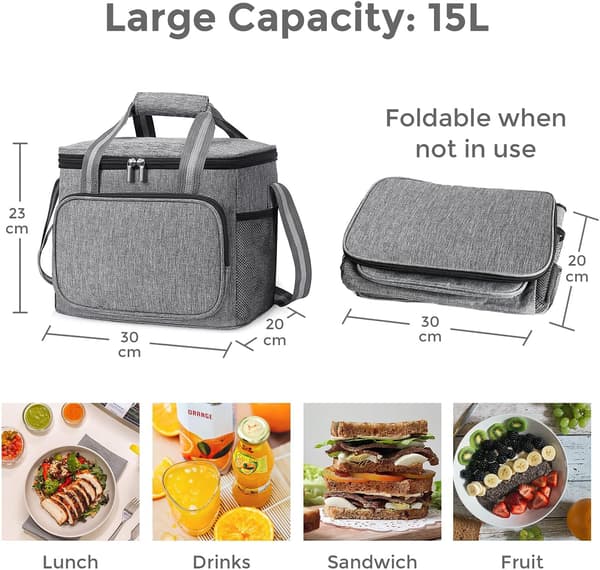 15L Køletaske, Isoleret Blød Køletaske, Foldbar Picnic Ba DXGHC