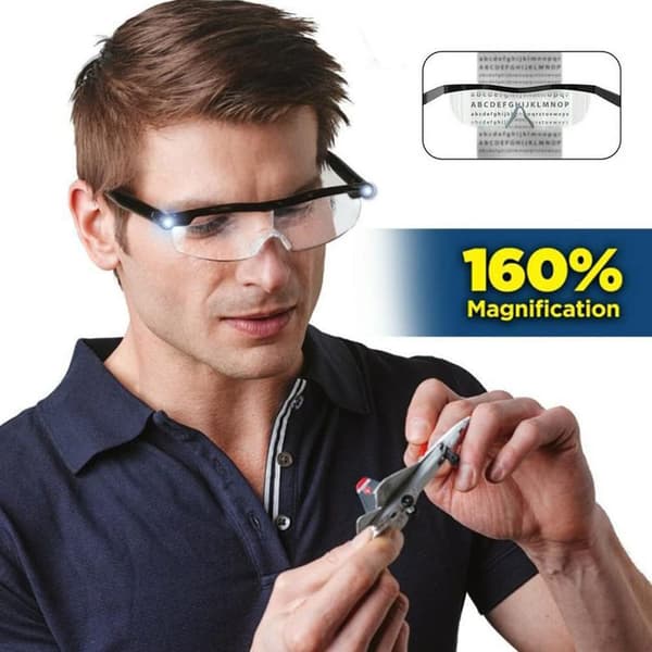 Läsglasögon, Förstoringsglas 2 LED-lampor, Läsförstoring