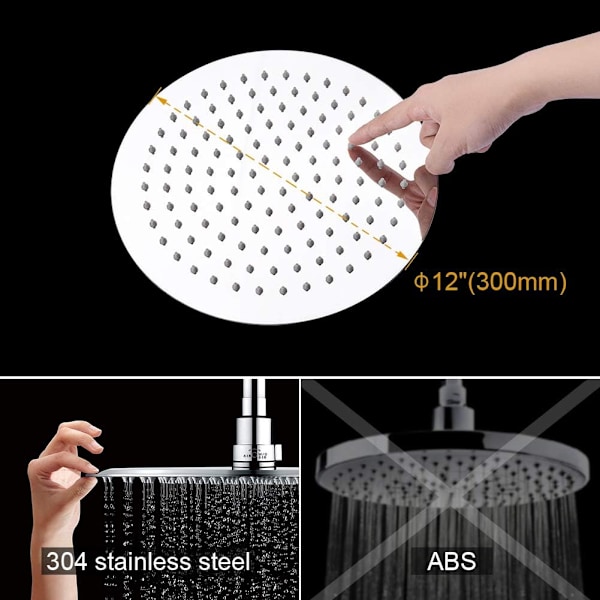 Brustet Stål Bruseshower - Vandbesparende Bruser, 20CM Rund