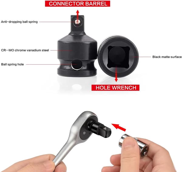 Set med 6 hylsnyckeladapterreducerare för 1/4\", 3/8\", 1/2\", 3/4\"
