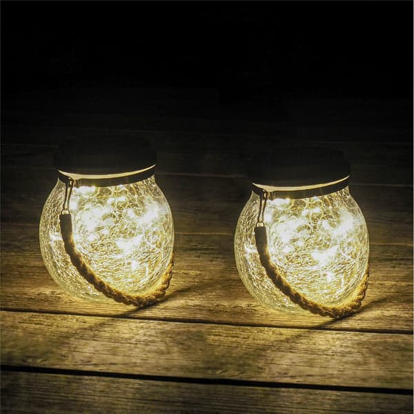 Solcelle Glas Hængende Lys - Sæt af 1 - Udendørs Solcelle Lampe - H