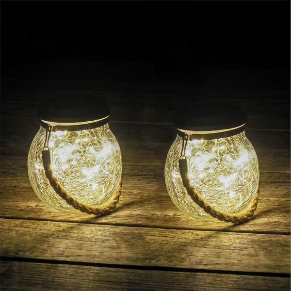 Solcelle Glas Hængende Lys - Sæt af 1 - Udendørs Solcelle Lampe - Hængende