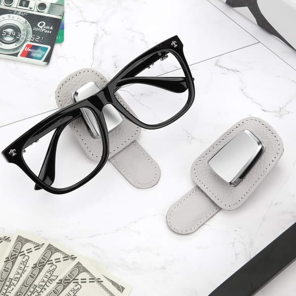 2 st Universal Bilglashållare Clip Läder Bil Solskyddsglas