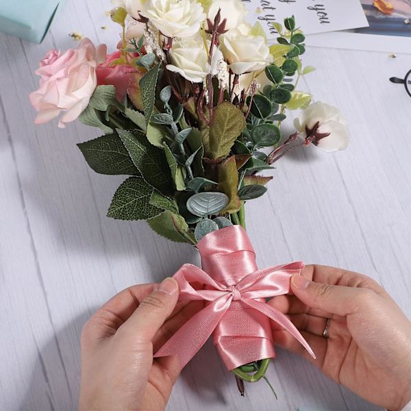 Rosa Satinband, 2cm x 22m Presentband Dubbelsidigt Satinband R DXGHC