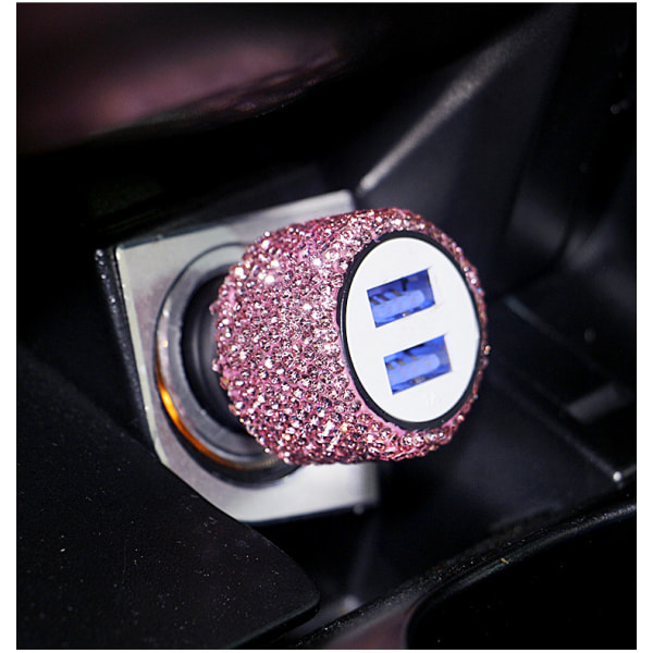 Dubbel USB billaddare Quick Charge 3.0 Bling Bling Crystal Car Dec