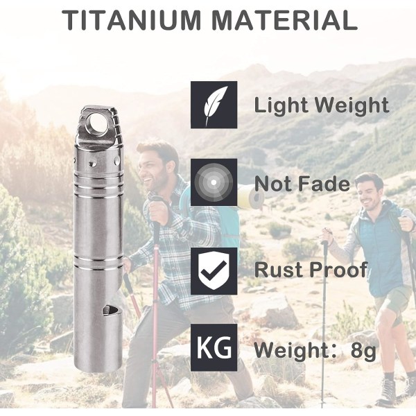 Titanium nødhjelpsfløyte for utendørs, høy lydfløyte-halskjede for EDC