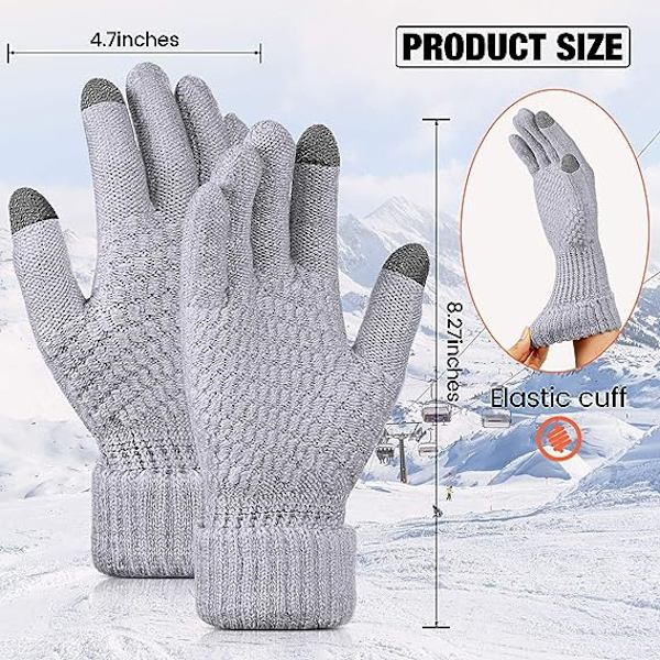 2 Par Dame Vinter Touchscreen Hansker Varme Fleecefôret Strikk