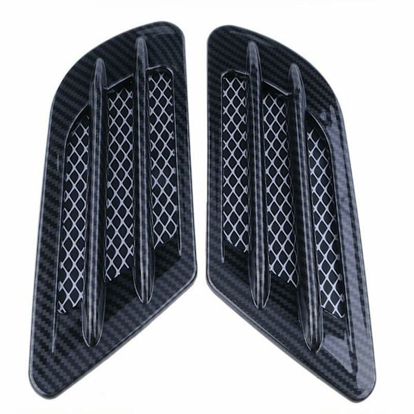2x Universal Kolfiber Svart Bil Luftflöde Fender Sidventil Sti
