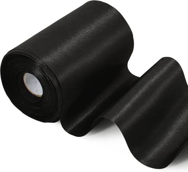 10cm x 20M Svart Satengbånd, Solid Stoffbånd Dekorasjon DXGHC