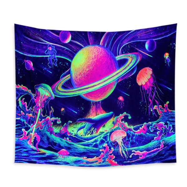 UV-lys tapet Farverig planet hjem dekorationsfest lysende