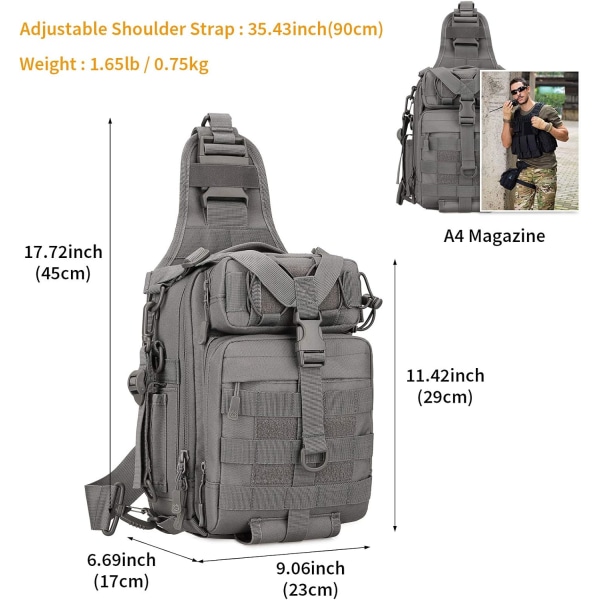 Tactical Sling Chest Pack Molle Daypack Mini Rygsæk Assault Pac