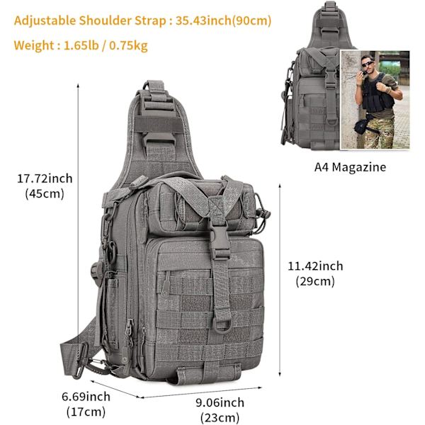 Taktisk Sling Brystpakke Molle Dagrygsæk Mini Rygsæk Assault Pac