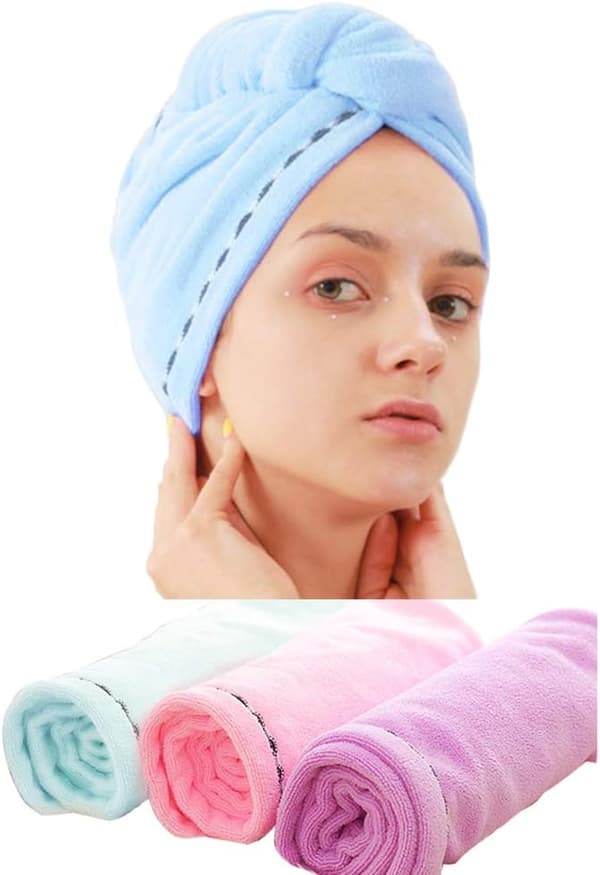 3-pack Mikrofiber Hårhandduk Wrap Superabsorberande Twist Turban Dr