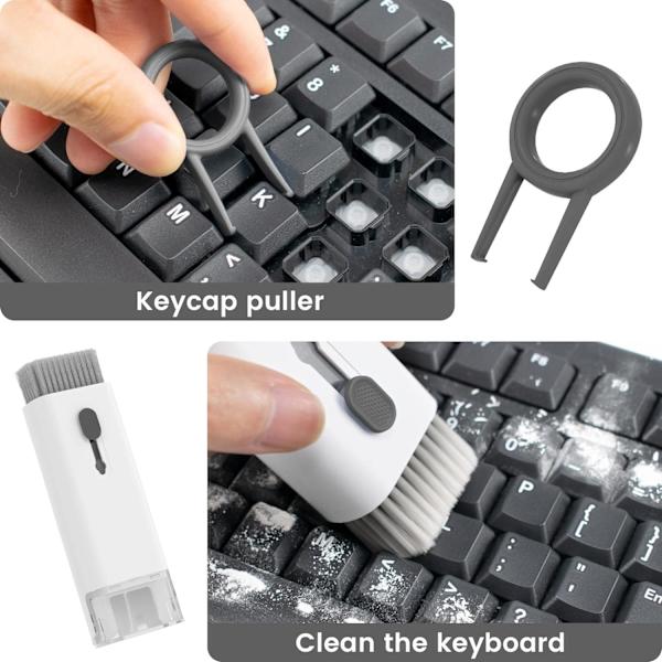Mørkegrå 7 i 1 Værktøjs Tastaturbørste - Multifunktionel Rengøring