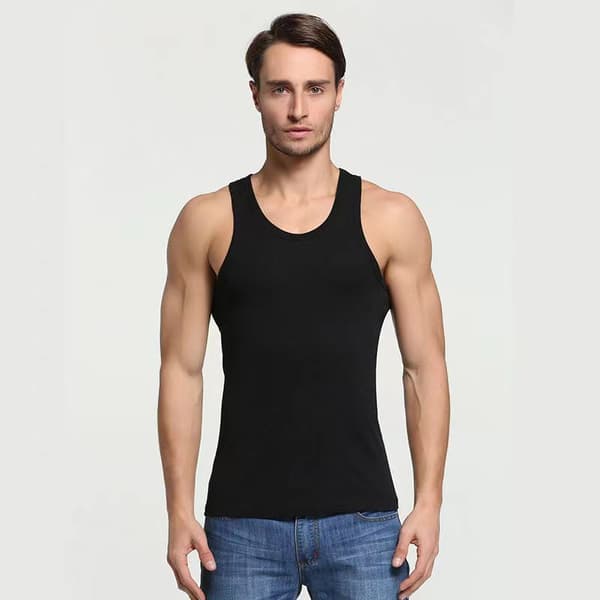5-pack Herrtanktoppar 100% Bomull Tanktop Lingerie (Svart*2 L