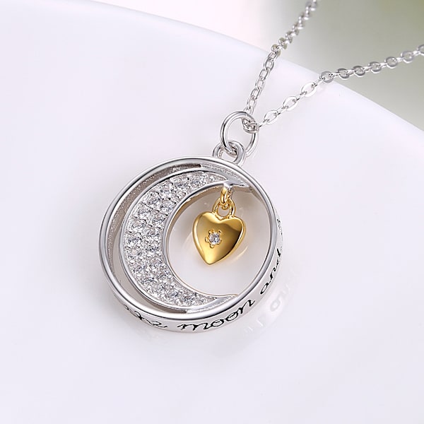 S925 sterling silver halsband Månskänsla romantisk graverad geometrisk