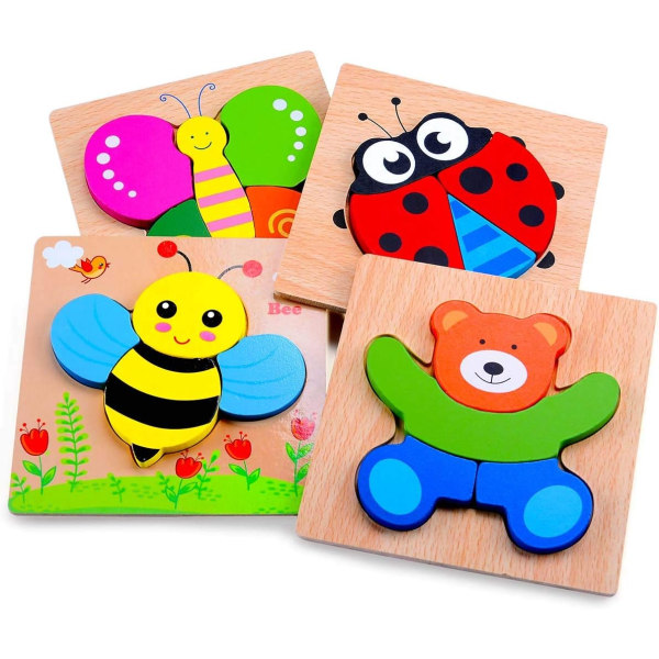 Playtime Toddler Wooden Puzzle Set of 4: Early Developmental STE