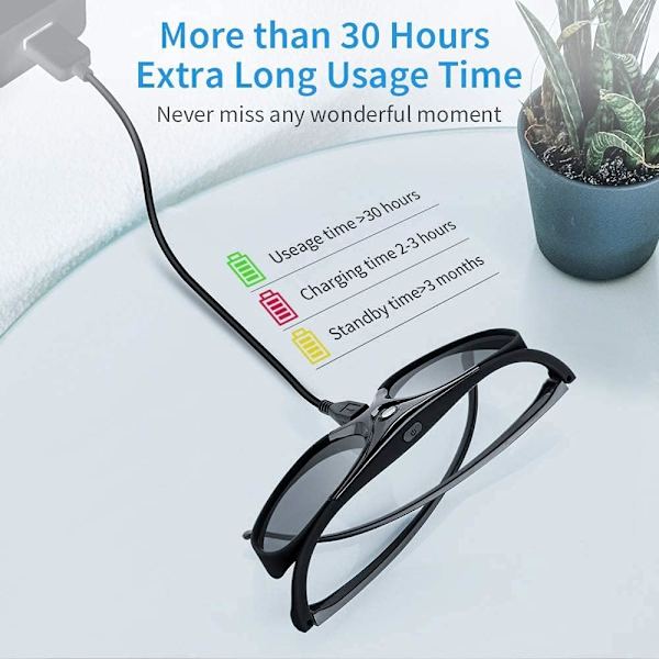 1 stk LCD-linse Bluetooth 3D-briller, Oppladbare Aktiv Lukker