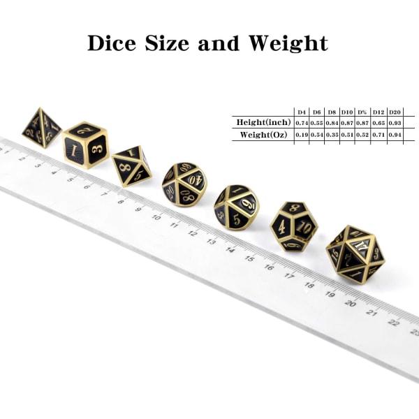 Metalliska Tärningar Set D&D, 7-sidigt Metalliskt Polyhedral Tärning Set med Presentask