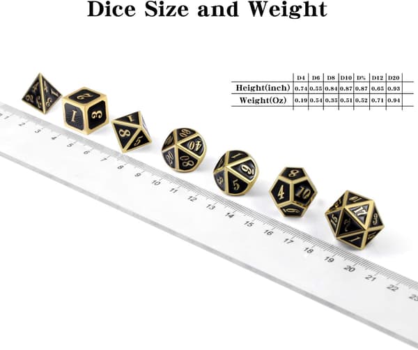 Metalliske Terninger Sett D&D, 7 Terninger Metall Polyhedral Sett med Gaveboks