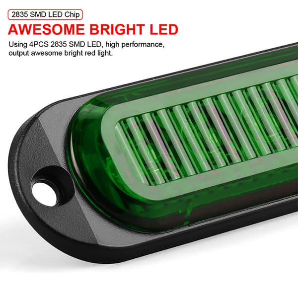 10x 4-LED Grønne Sidemarkering Klargøringslys til Trailer, Lastbil, Campingvogn
