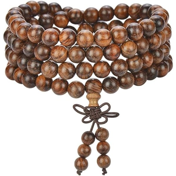 Gull-sandetre armbånd 8mm 108 stk. forsenket Buddha-perler for menn