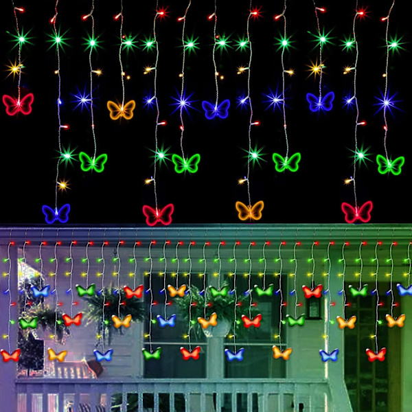 Gardinslynge med sommerfuglelys 4,5 meter 120 LED USB Feelygter