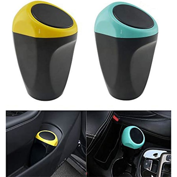 2 kpl Mini-auton roskakoria autolle, kotiin, toimistoon roskien säilytykseen (Keltainen