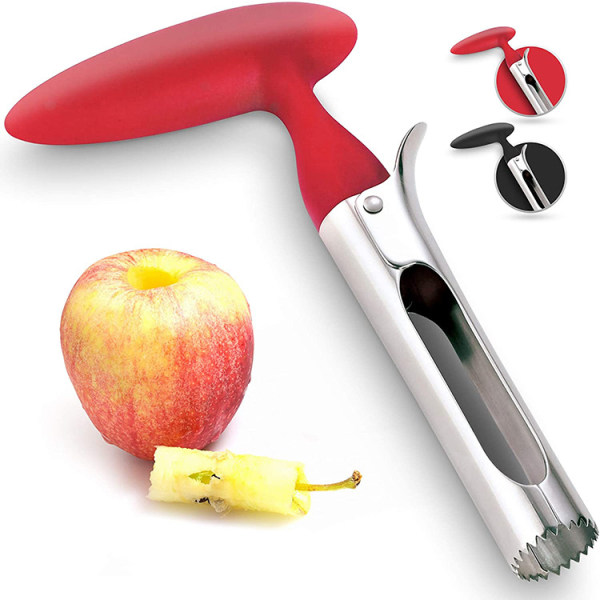 Apple Corer i rostfritt stål, röd, tandad kant, Apple Corer med