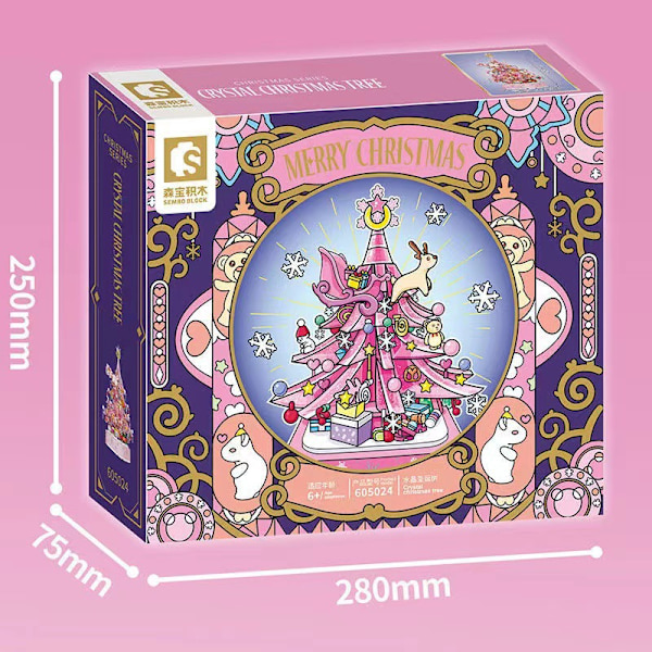 Pink krystal juletræ julelegetøj